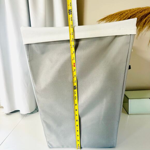 Silver Grey Laundry Hamper Handle Cloth Storage Basket White Mesh Removable Bag - Picture 3 of 9